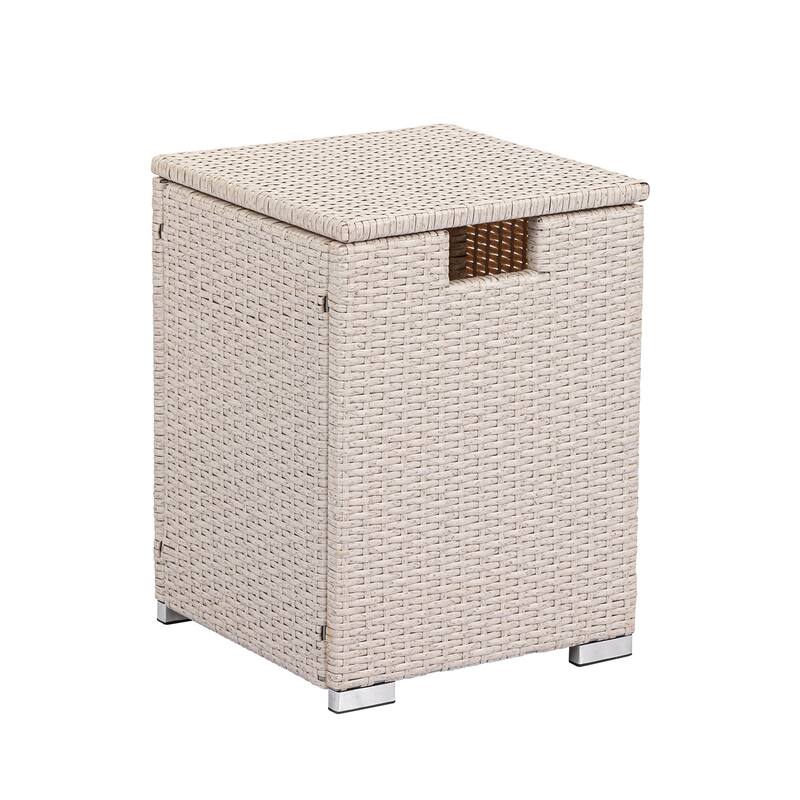 COSIEST Outdoor Hideaway Wicker Tank Table for Propane Fire Pits