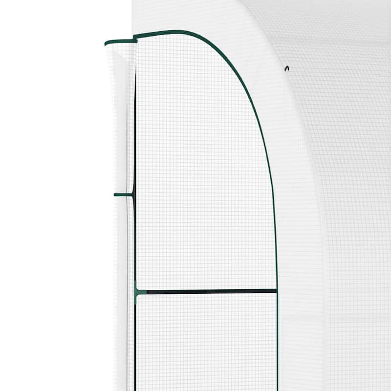 Outsunny 10' x 5' x 7' Outdoor Walk-In Greenhouse, Plant Nursery with Zippered Doors, PE Cover and 3-Tier Shelves