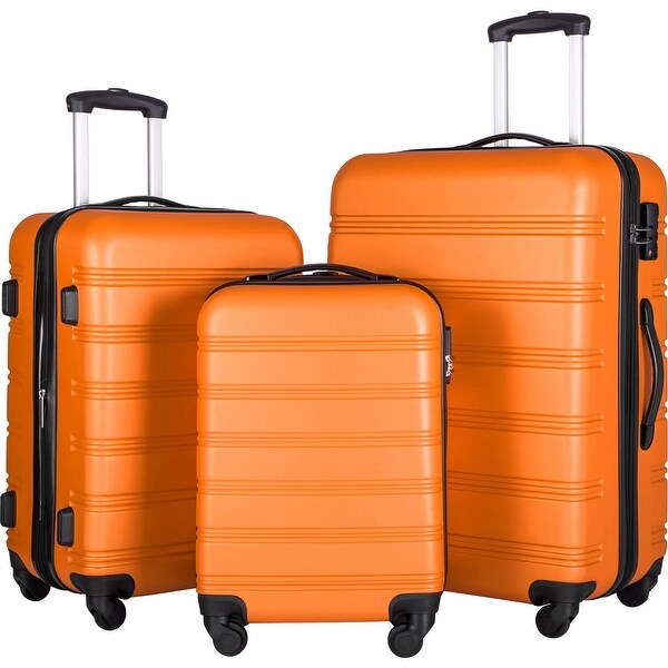 【色:オレンジ_スタイル:3点セット_サイズ:55cm, 68cm, 78cm】 Zimtown Hardside Lightweight Spinner Orange 3 Piece Luggage Set