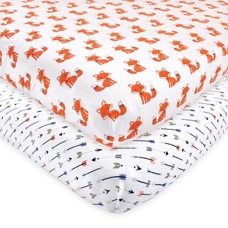 Hudson Baby Infant Boy Cotton Fitted Crib Sheets, Foxes, One Size - Foxes - One Size