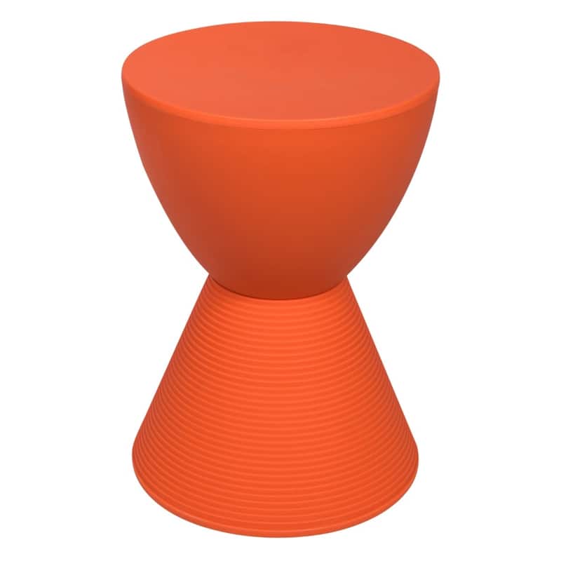 Boyd Round Side Table with Ribbed Design Base - Accent Hourglass End Table with Removable Lid for Living Room & Bedroom - Orange
