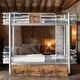 preview thumbnail 2 of 12, Industrial Modern Twin XL over Twin XL Bunk Bed with Drawers, Silver