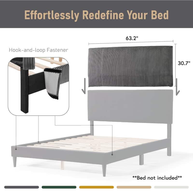 Furniture of America Modern Queen Size Corduroy Washable Bed Slipcover, Bed Headboard & Frame Cover Only