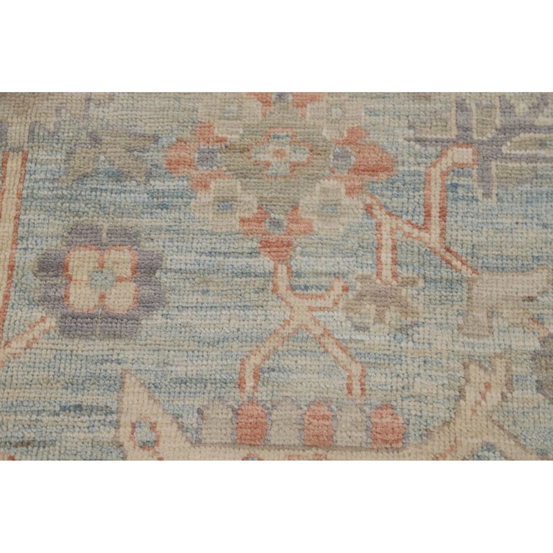 Hand Knotted Oriental 100% Wool Carpet Transitional All-Over Navy Blue & Blues Oushak Area Rug - 12' 2'' X 9' 0''
