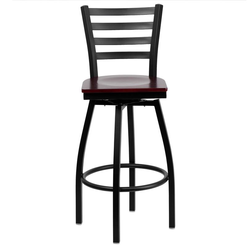 2 Pack Hercules Series Ladder Back Swivel Metal Barstool - 16.5"W x 20.5"D x 44.5"H - 16.5"W x 20.5"D x 44.5"H
