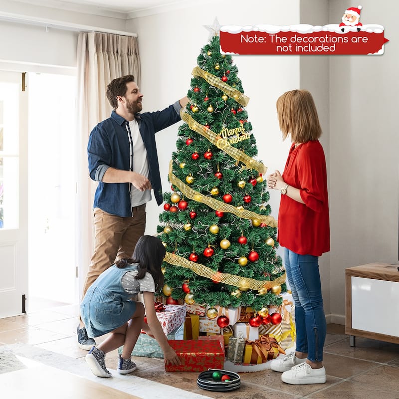 Gymax 4/5/6/7 FT Artificial Xmas Tree w/ 270 Branch Tips 509 Warm