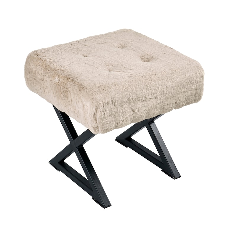 FauxFur Ottoman Vanity Stool 19"X19"X19".