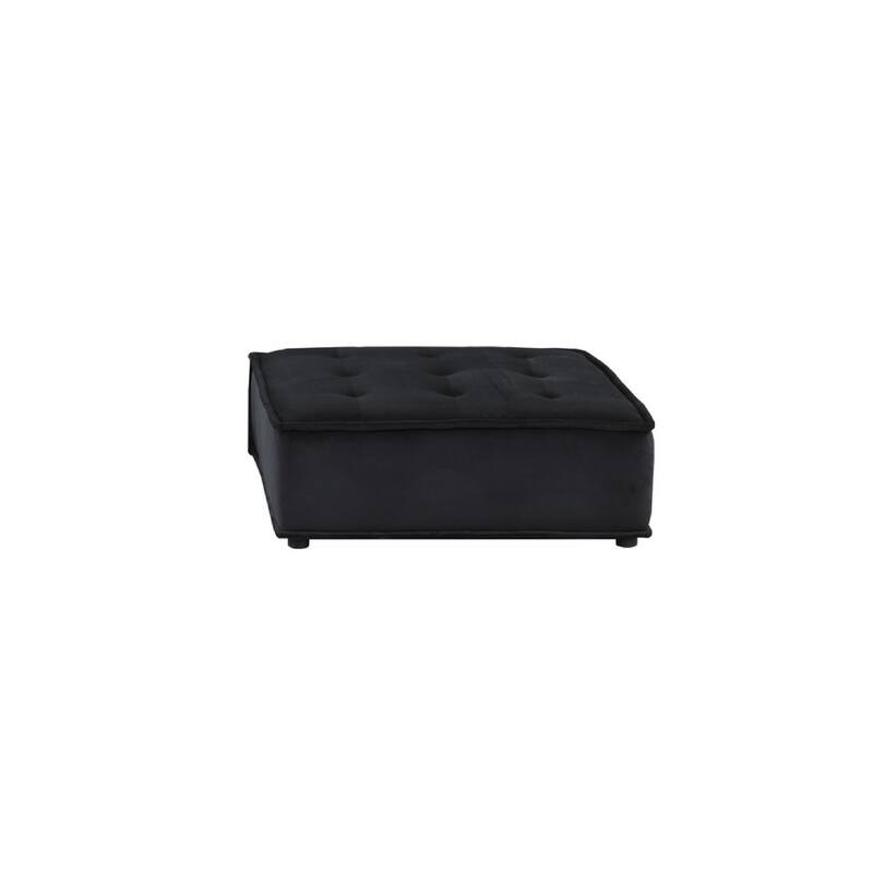 Alaya U Shaped Modular Sectional Sofa, Black Tufted Velvet, 160 Inch