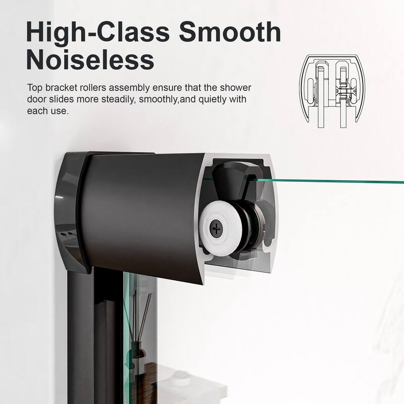 GDFStudio - Modern Semi-Frameless Double Sliding Shower Door with 1/4" SGCC Tempered Glass & Stainless Steel Handle