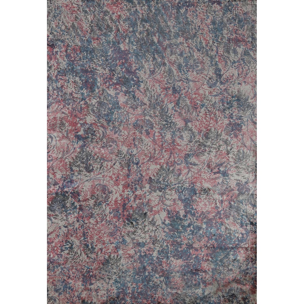 Contemporary Abstract Area Rug Hand-Knotted Multi-Color Wool Carpet - 6'7" x 9'8"