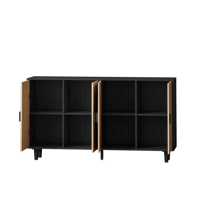 Rattan Sideboard Storage Cabinet Console Table with Adjustable Shelf