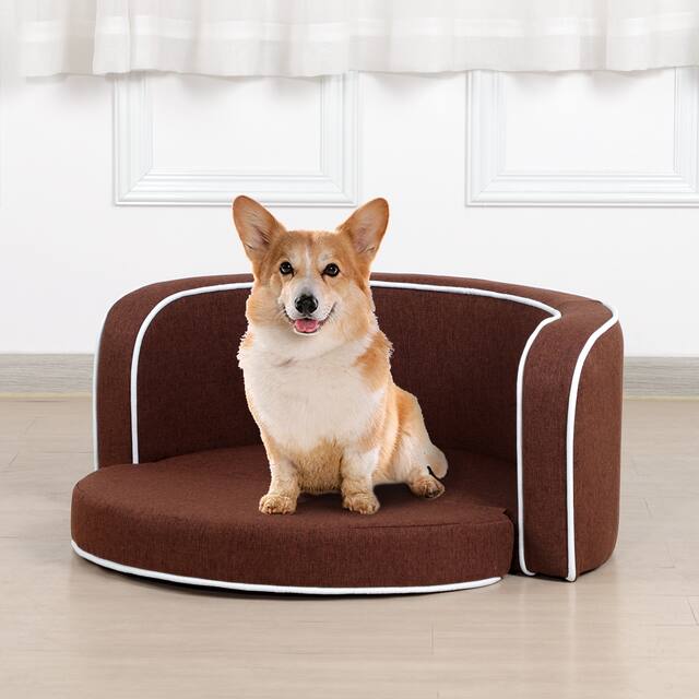 Round Pet Sofa, Dog sofa, Dog bed - 30inch - Brown