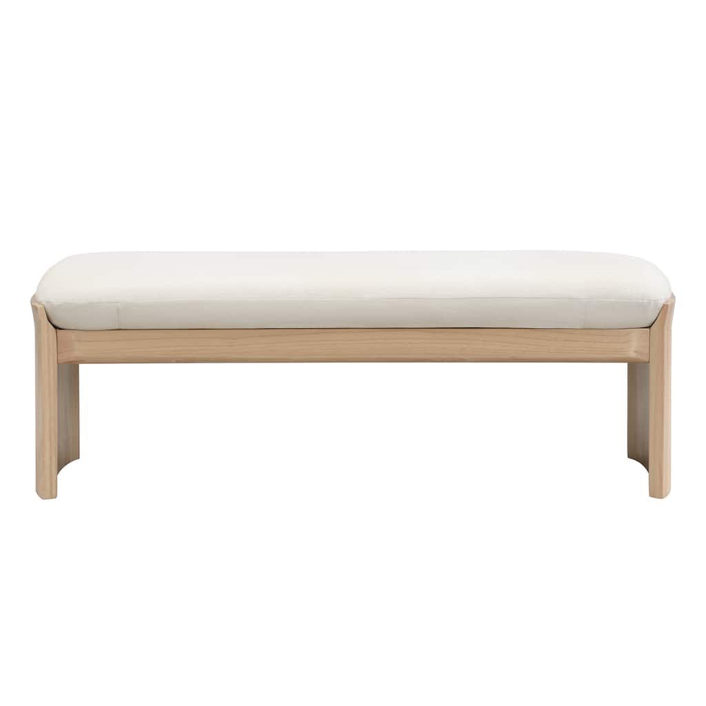Leisure Bench Upholstered Bench with Wood Legs, Beige Natural Dining Bench Window Bench Piano Bench Lounge Bench
