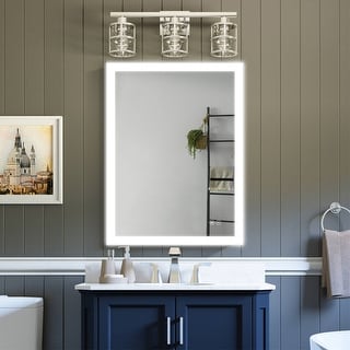 LED Lighted Rectangular Fog Free Frameless Bathroom Vanity Mirror - Bed ...