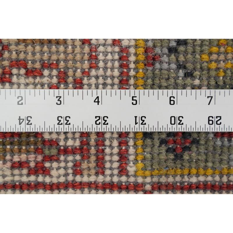 Hand Knotted Oriental 100% Wool Carpet Transitional All-Over Green Oushak Runner Rug - 9' 11'' X 2' 6''