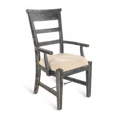 Rena Dining Armchair Set of 2, Metal Turnbuckle, Black Mahogany Wood