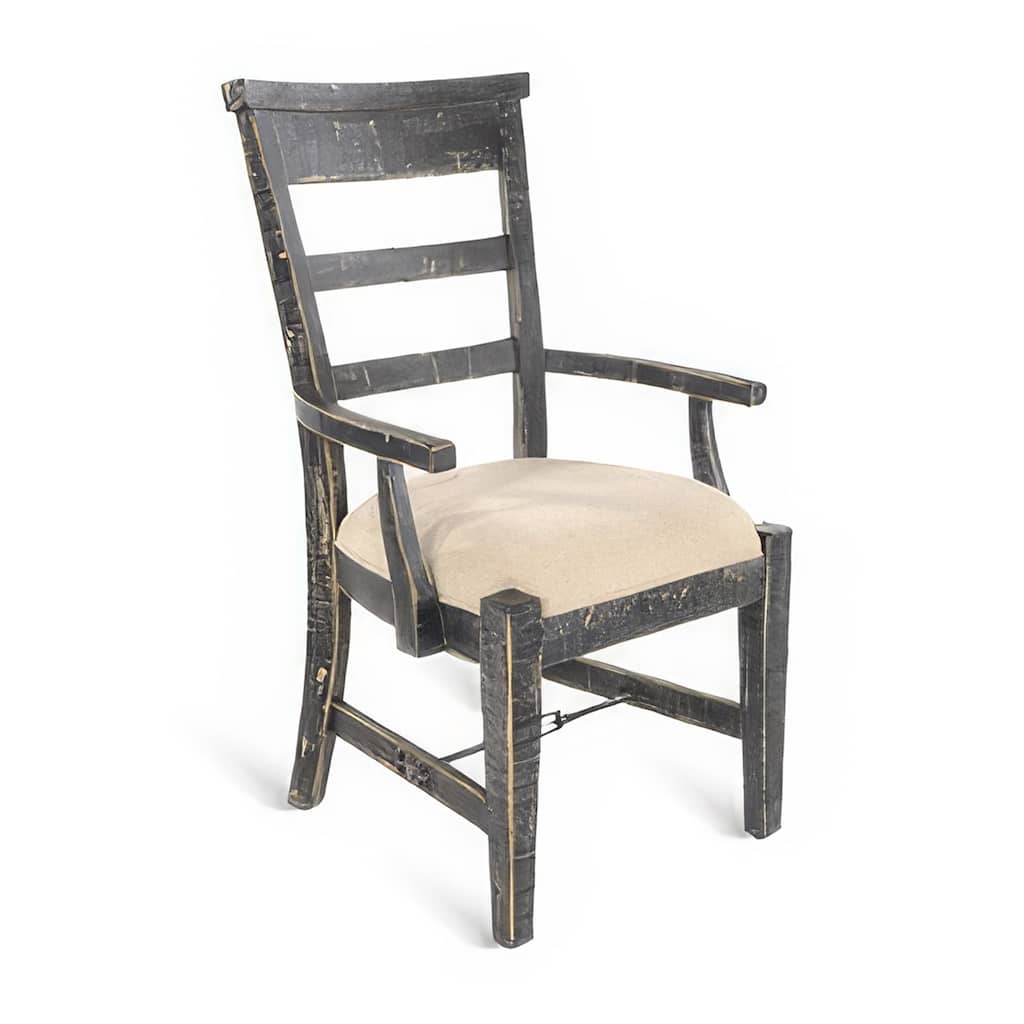 Rena Dining Armchair Set of 2, Metal Turnbuckle, Black Mahogany Wood