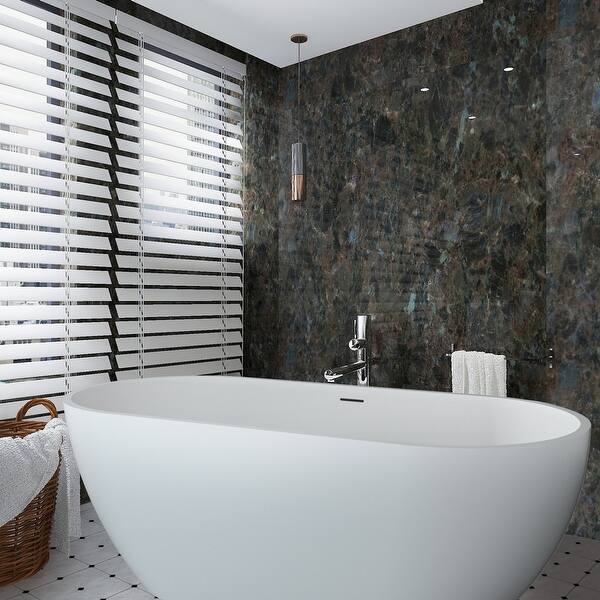 slide 2 of 11, Mokleba 65 In.Acrylic Freestanding Bathtub,Contemporary Soaking Tub,White
