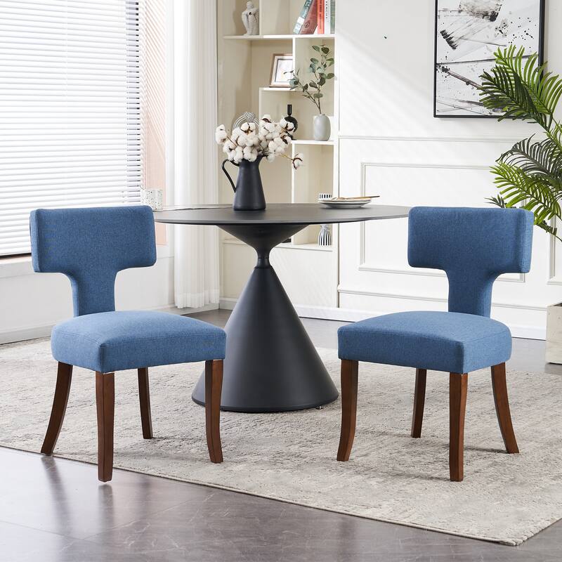 Upholstered Mordern Design T Back Dining Side Chair- Set of 2