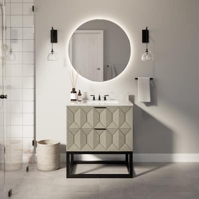 KitchenBathCollection Henley 30" Bathroom Vanity with Carrara Marble Top