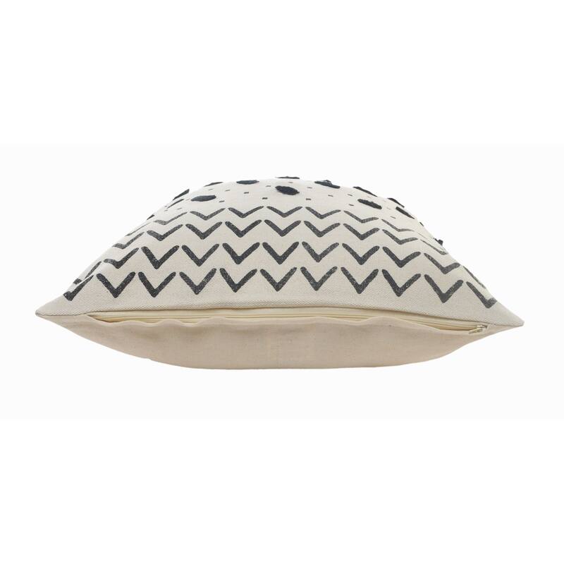 20" Black and Cream White Chevron Square Throw Pillow