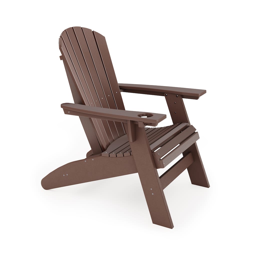 Brown Adirondack Chair - Sturdy Hdpe Poly Lumber For Poolside (Excluding the table)