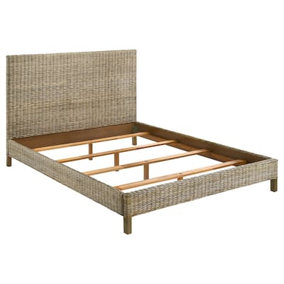 Zyla Coastal Wood Panel Bed Kubu Grey with Low Footboard