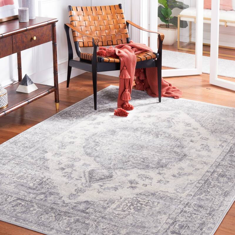 SAFAVIEH Brentwood Kobra Oriental Medallion Rug - 9' x 12' - Grey/Light Grey