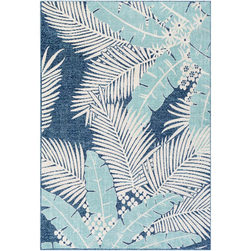 Livabliss Healani Indoor/Outdoor Tropical Blue Area Rug