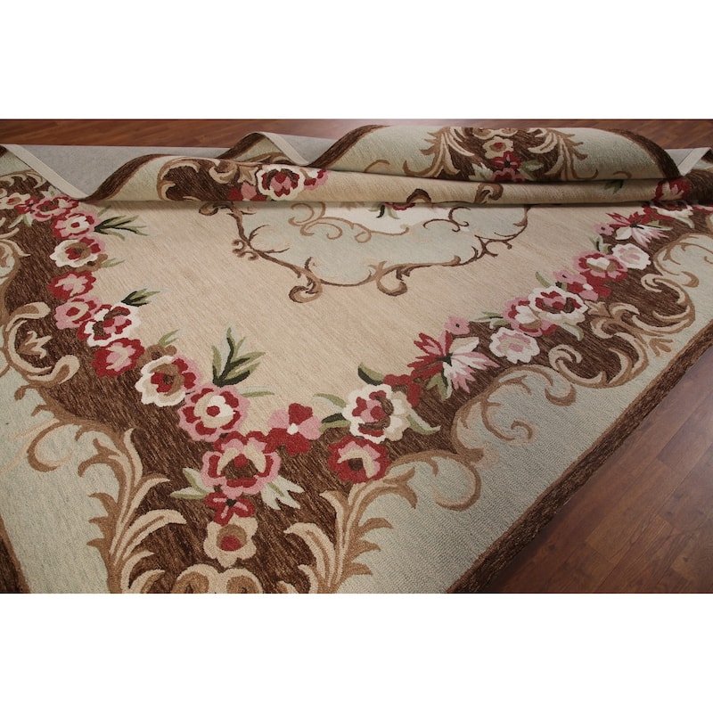 Traditional Aubusson Hand-Tufted Rug Oriental Wool Carpet