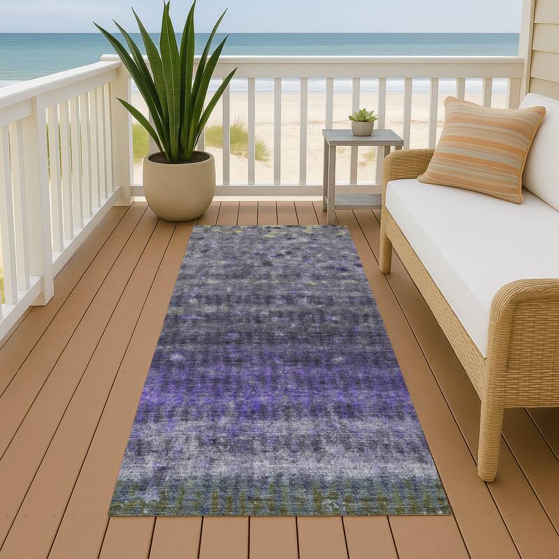 Machine Washable Indoor/ Outdoor Abstract Ombre Chantille Rug - Purple - 2'3" x 7'6"