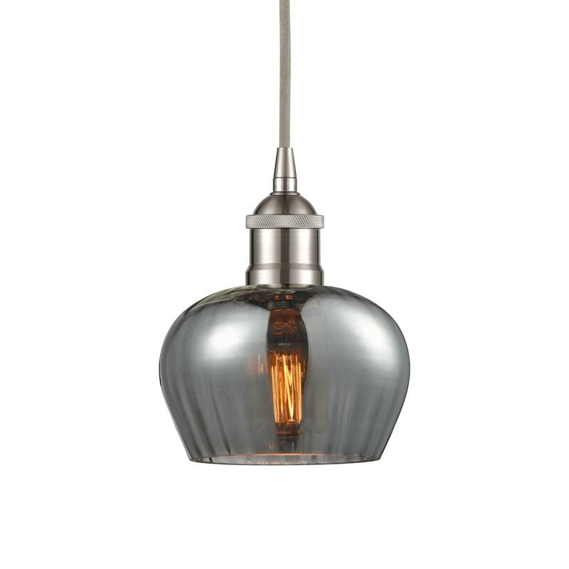 Innovations Lighting 616-1P-8-7 Fenton Pendant Fenton 7" Wide Mini - Brushed Satin Nickel / Plated Smoke