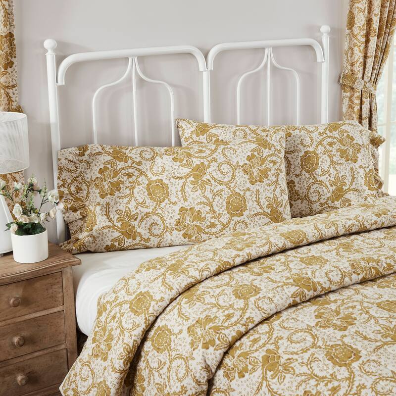 Dorset Gold Floral Pillow Case Set