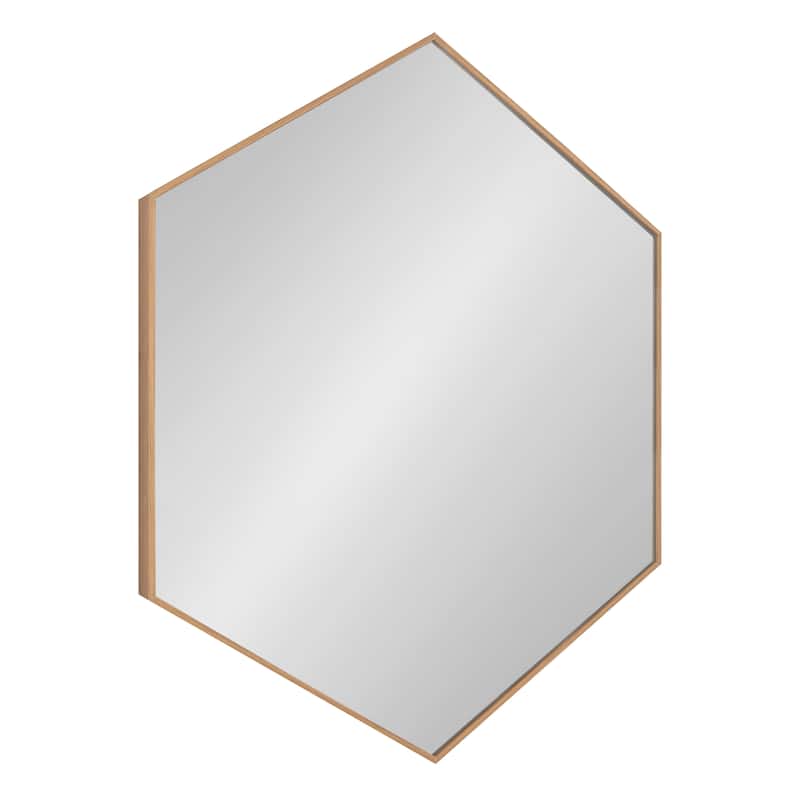 Kate and Laurel Rhodes Framed Mid-century Hexagonal Wall Mirror - 30x30 - Natural