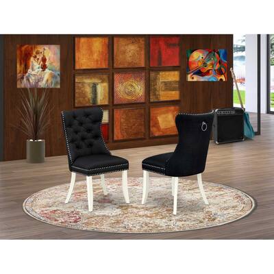 Parson Dining Chairs Set of 2 - Linen Fabric Upholstered Chairs with Nailhead Trim - Modern Kitchen Chairs
