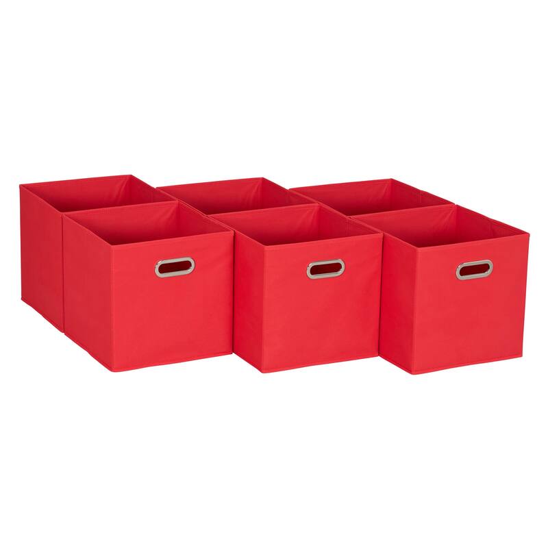 Household Essentials Open Fabric Cube Storage Bins, Set of 6 - Red