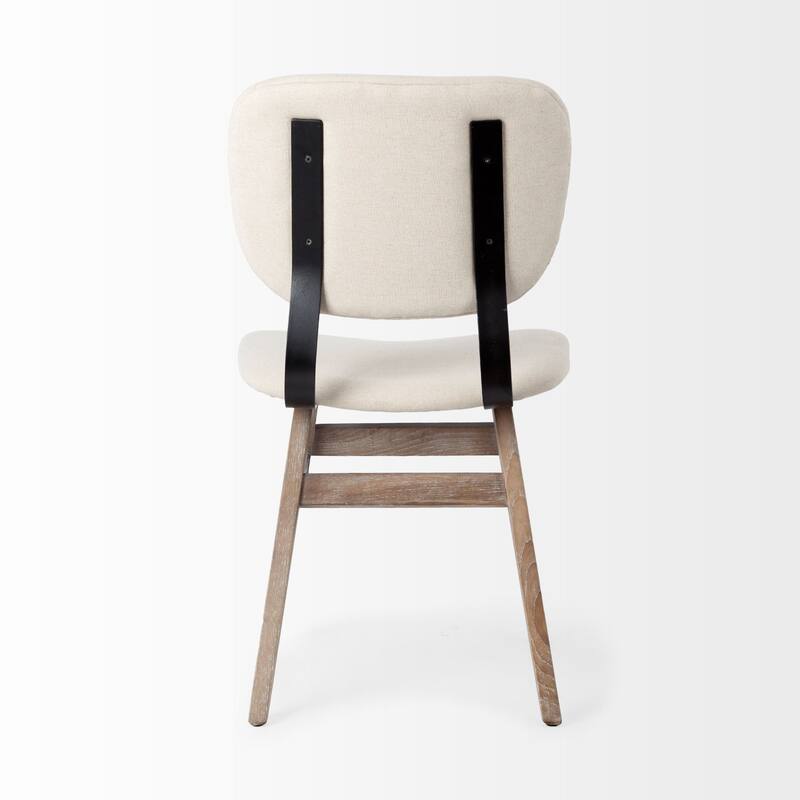 Haden Cream Fabric Wrap With Brown Solid Wood Base Dining Chair (Set of 2) - 18.5L x 18.5W x 33.3H