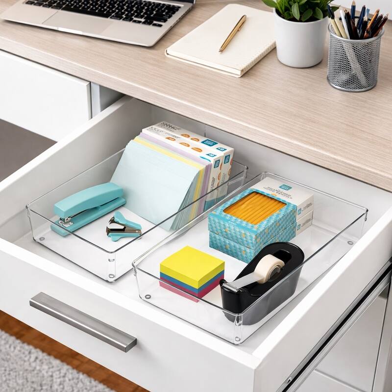 Sorbus Clear BPA-Free Drawer Organizer and Storage 2 Piece Set