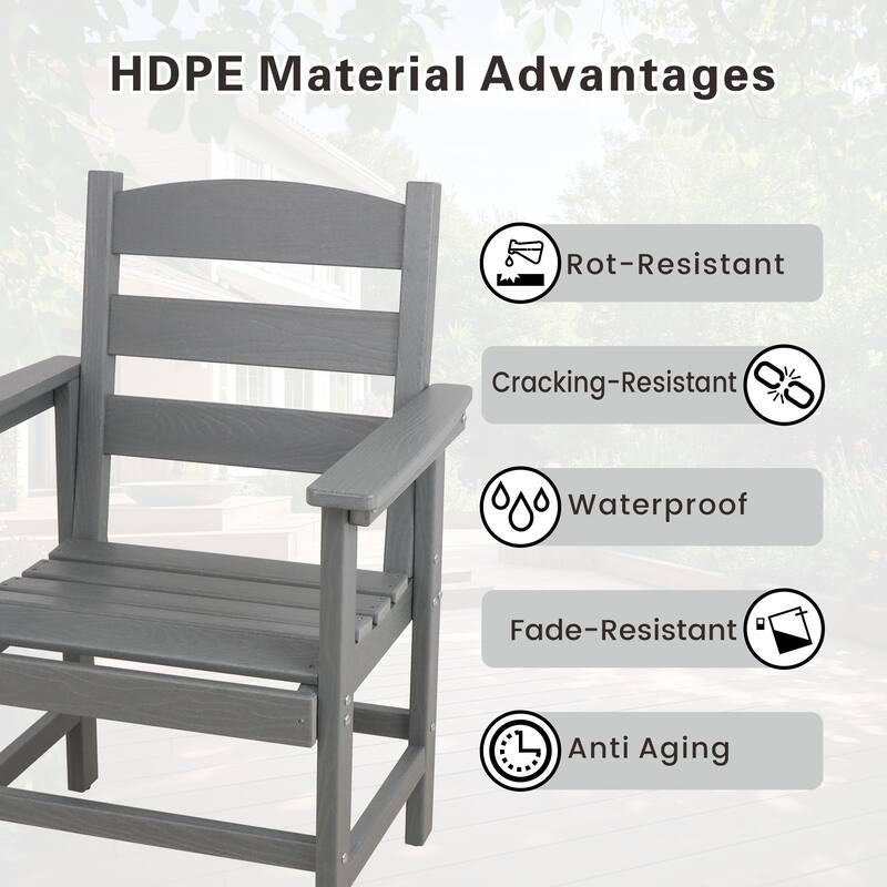 5-Piece HDPE Patio Dining Table Set, Outdoor Dining Furniture Set with 4 Chairs, Garden Outdoor Dining Table and Chairs