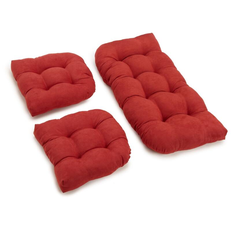 Microsuede 3-piece Indoor Settee Cushion Set - Cardinal Red