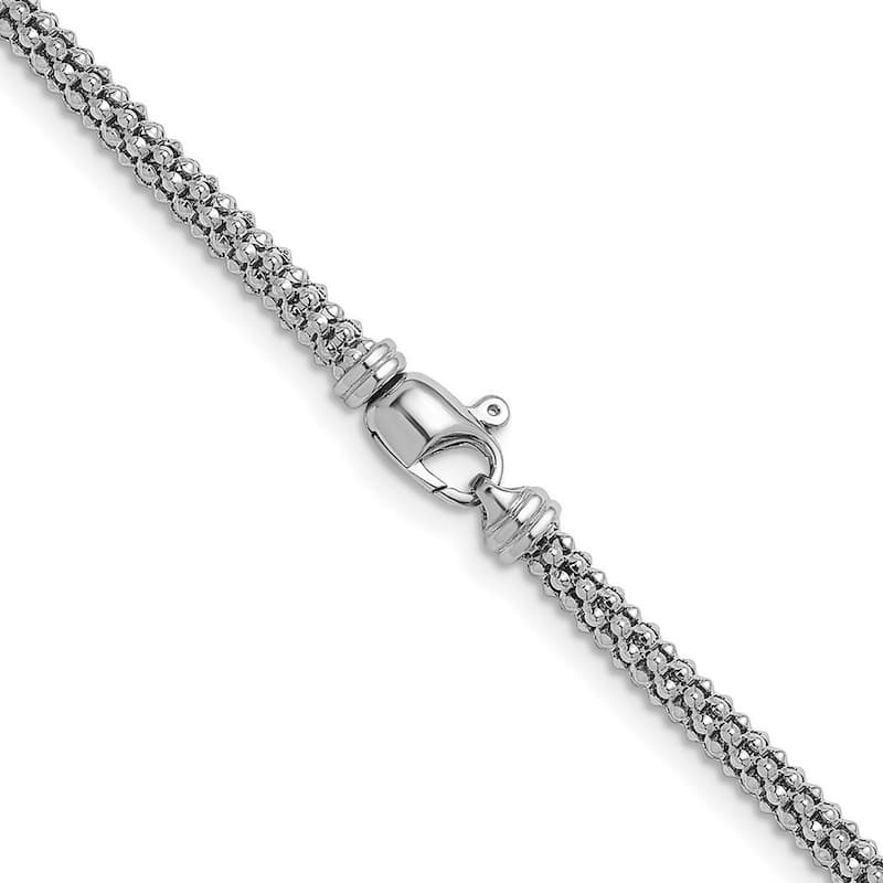 Curata 925 Sterling Silver Rhodium4.5mm Fancy Mesh Chain Necklace for Men