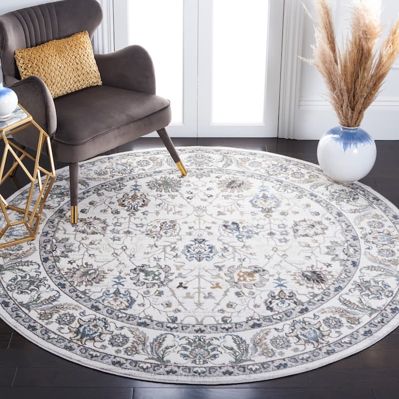 SAFAVIEH Bel Air Sinikka Oriental Rug - 6'7" Round - Grey/Beige