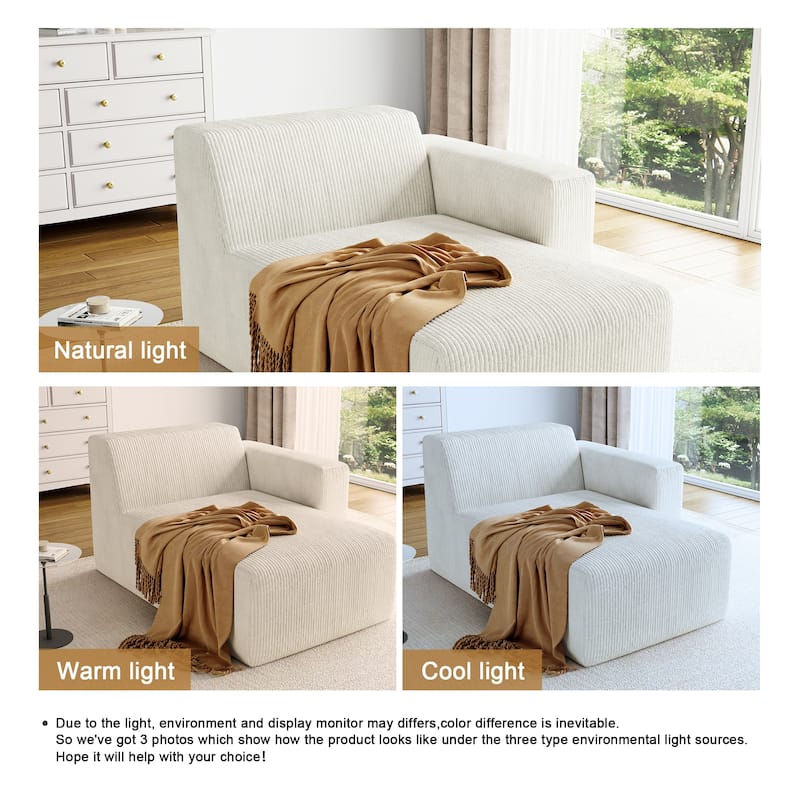 UIXE Upholstered Corduroy Chaise Lounges For Interior - 56.9" W x 31.8 H" 35.3 D"