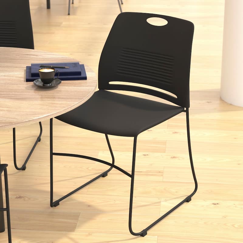Commercial 660 LB. Capacity Plastic Steel Sled Base Stack Chairs - 5 Pack