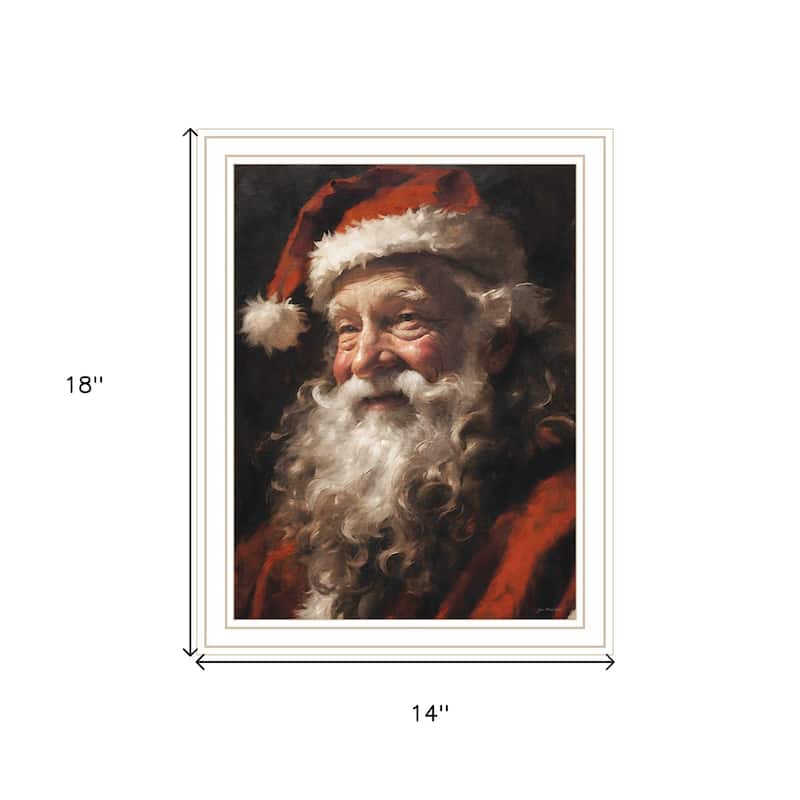 HomeRoots Old World Santa Claus White Framed Wall Art