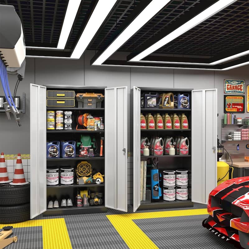71'' H x 32'' W Metal Garage Storage Cabinet with Locking Doors and Adjustable Shelves