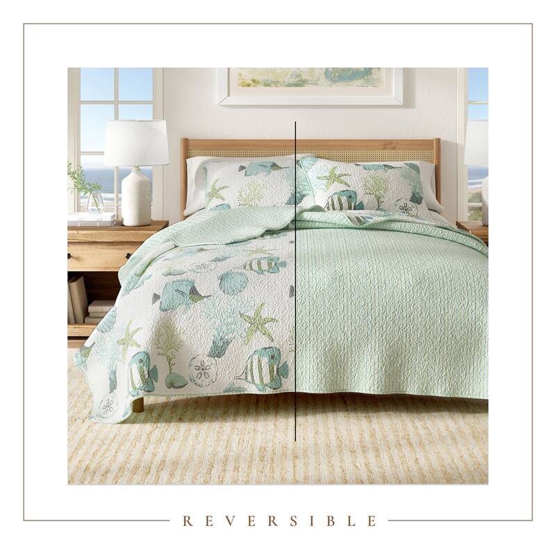 Linery & Co. Coastal Microfiber Quilt Set With Shams.