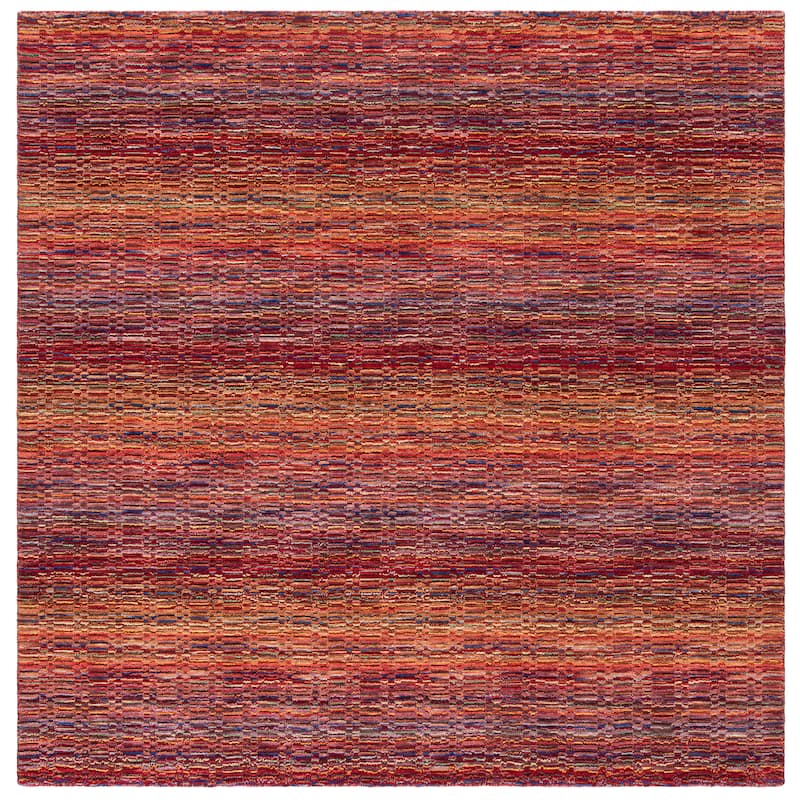 SAFAVIEH Handmade Himalaya Salonica Modern Wool Rug - 6' Square - Red/Multi