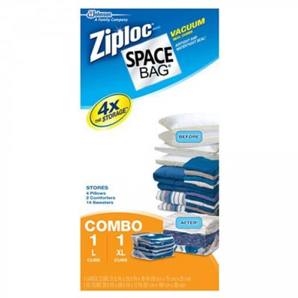 Ziploc Space Bag Clothing Vacuum Seal Flat Combo 1 Medium 1 Large 1 XL