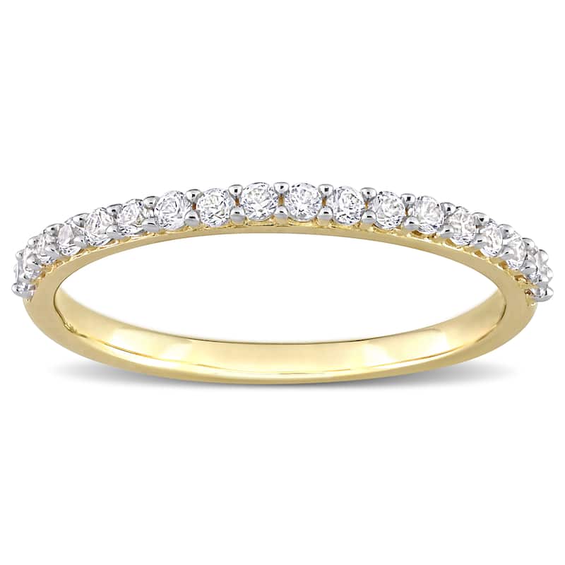 Miadora Created White Sapphire Stackable Anniversary Wedding Band in 10k Yellow Gold